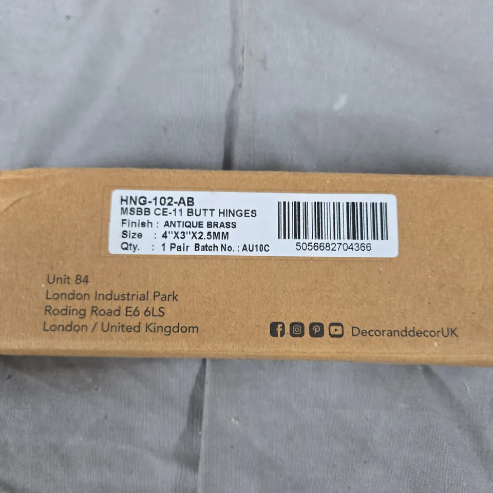 DECOR & DECOR BRASS DOOR BUTT HINGES – PACK OF 2 WITH SCREWS