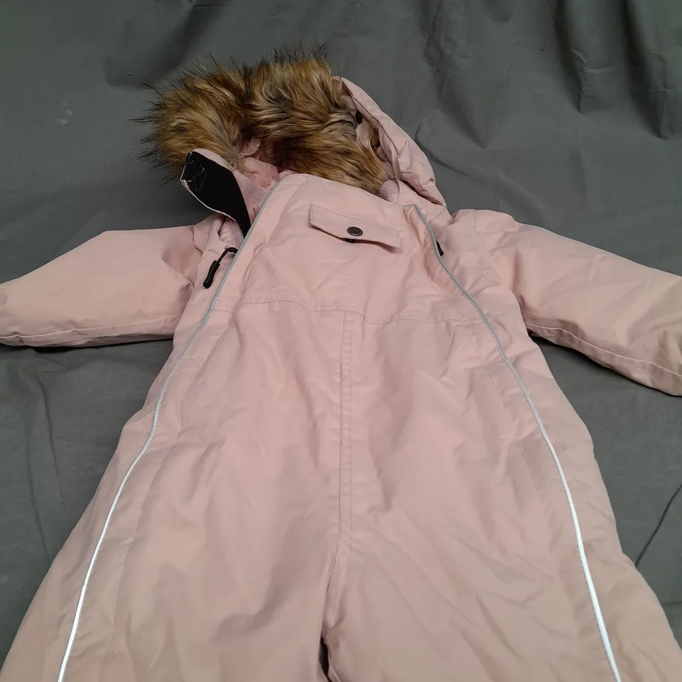 KULING LIGHT PINK PADDED JACKET WITH FUR HOOD - SIZE 92 KIDS