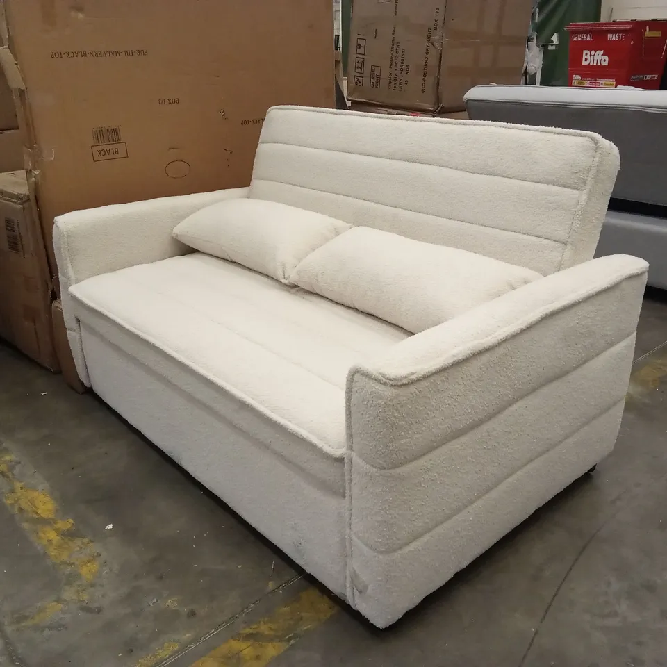 DESIGNER 2 SEATER BOUCLE FABRIC SOFA BED