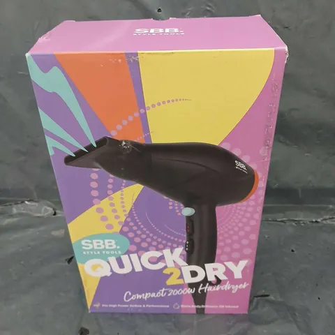 BOXED SBB STYLE TOOLS QUICK 2 DRY COMPACT 2000W HAIRDRYER SBDR-4000-EU