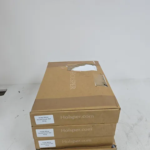 SET OF 4 HOLSPER HOTEL WHITE DUVET COVER SET KING BOXED