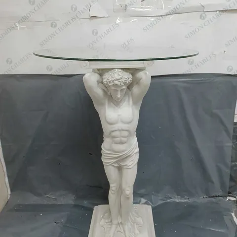 BOXED HERMITAGE GREEK MAN PEDESTAL TABLE