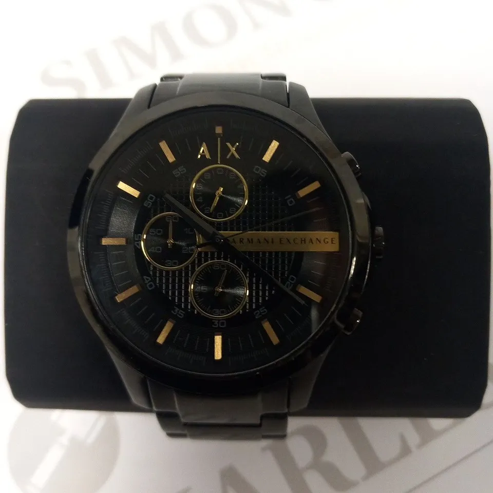 BOXED ARMANI EXCHANGE GUN METAL WRIST WATCH