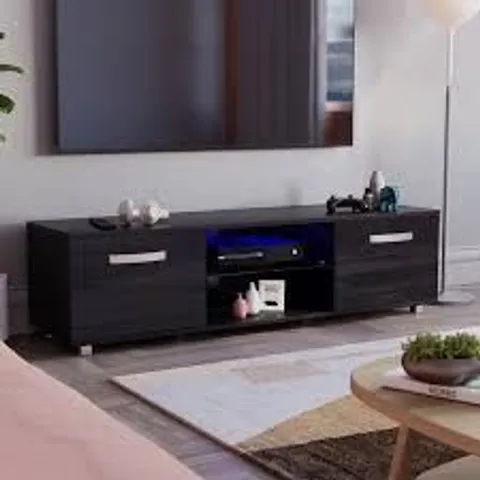 BOXED COSMO 2 DOOR LED TV UNIT, 140cm - BLACK (1 BOX)