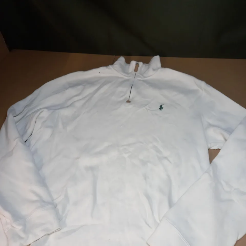 MENS BEIGE POLO RALPH LAUREN 1/4 ZIPPED CARDIGAN SIZE L