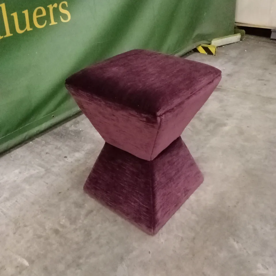 QUALITY DESIGNER RETRO STYLE FABRIC OTTOMAN IN DEEP PURPLE