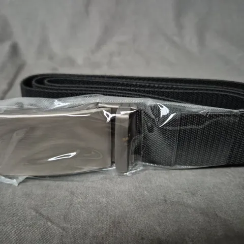 WRODEN PLAIN BLACK WOVEN BELT WITH SILVER BUCKLE