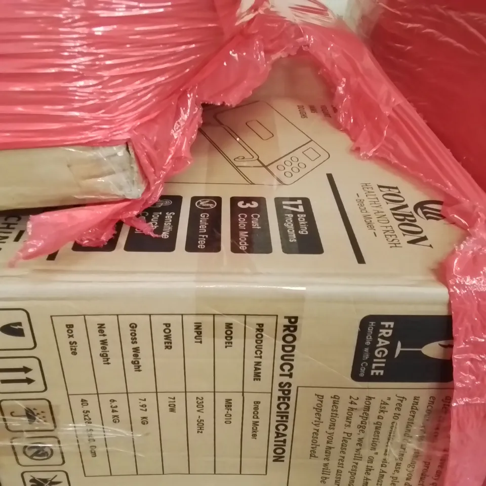 PALLET OF ASSORTED ITEMS TO INCLUDE: DYSON SMALL BALL 2 ANIMAL VACUUM, BREAD MAKER, CEILING LIGHT ECT