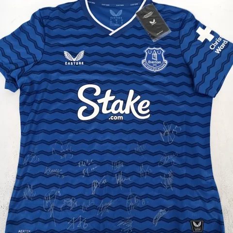CASTORE EVERTON FC SIGNED HOME JERSEY SIZE UK 14