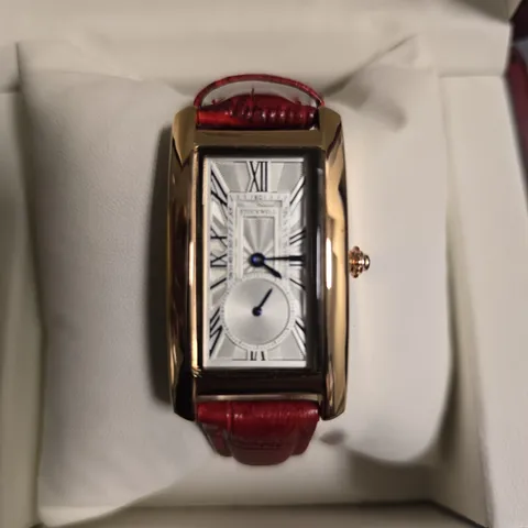 STOCKWELL RECTANGULAR LADIES WATCH WITH RED LEATHER STRAP IN BOX