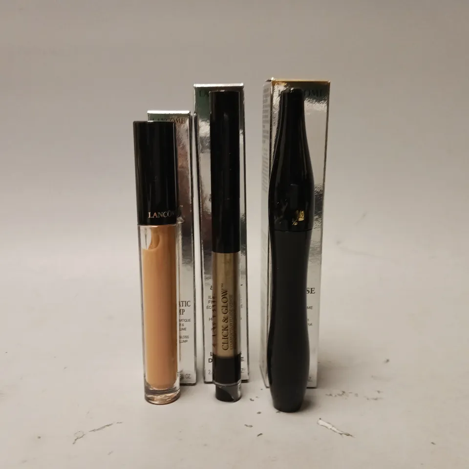 10 ASSORTED LANCOME BEAUTY PRODUCTS TO INCLUDE PRISMATIC PLUMP GLOSS, CLICK & GLOW HIGHLIGHTING SKIN FLUID, HYPNOSE MASCARA VOLUME 