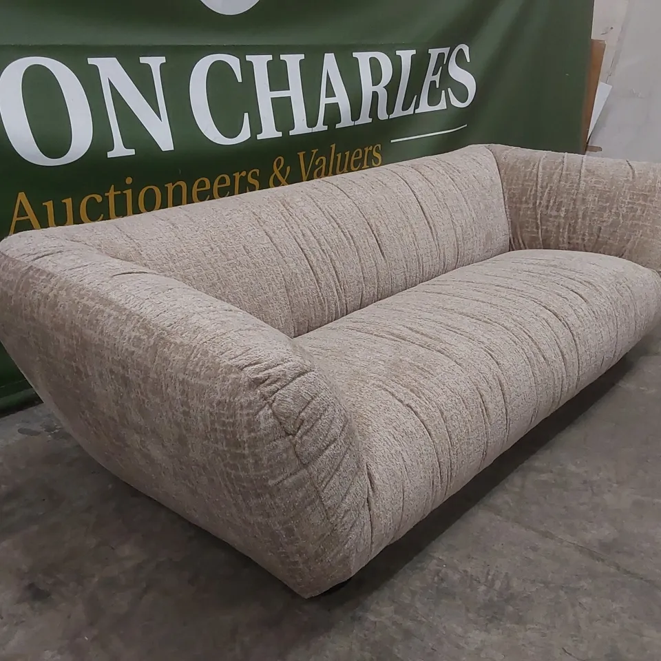QUALITY DESIGNER ROCHE 4 SEATER OMBRA FABRIC SOFA - BEIGE 
