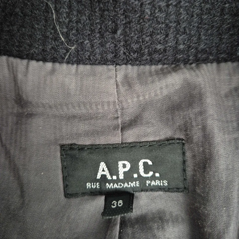 A.P.C. COAT - WOMEN'S WOOL DOUBLE-BREASTED, RUE MADAME PARIS, UK 8 (EU 36)