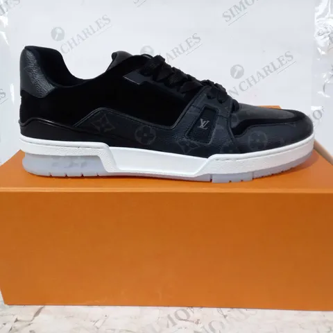 BOXED PAIR OF LOUIS VUITTON TRAINERS IN BLACK SIZE UNSPECIFIED