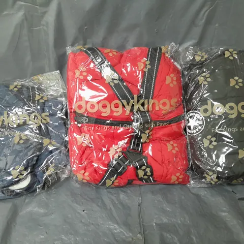 3 X SEALED DOGGYKINGS DOGS JACKETS IN VARIOUS SIZES 