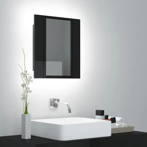 BOXED METRO LANE LED BATHROOM MIRROR CABINET BLACK 40×12×45CM