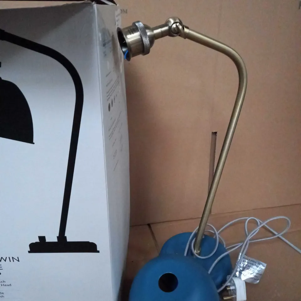 BOXED JOHN LEWIS BALDWIN TABLE LAMP MATT BLUE STEEL ADJUSTABLE HEAD LAMP