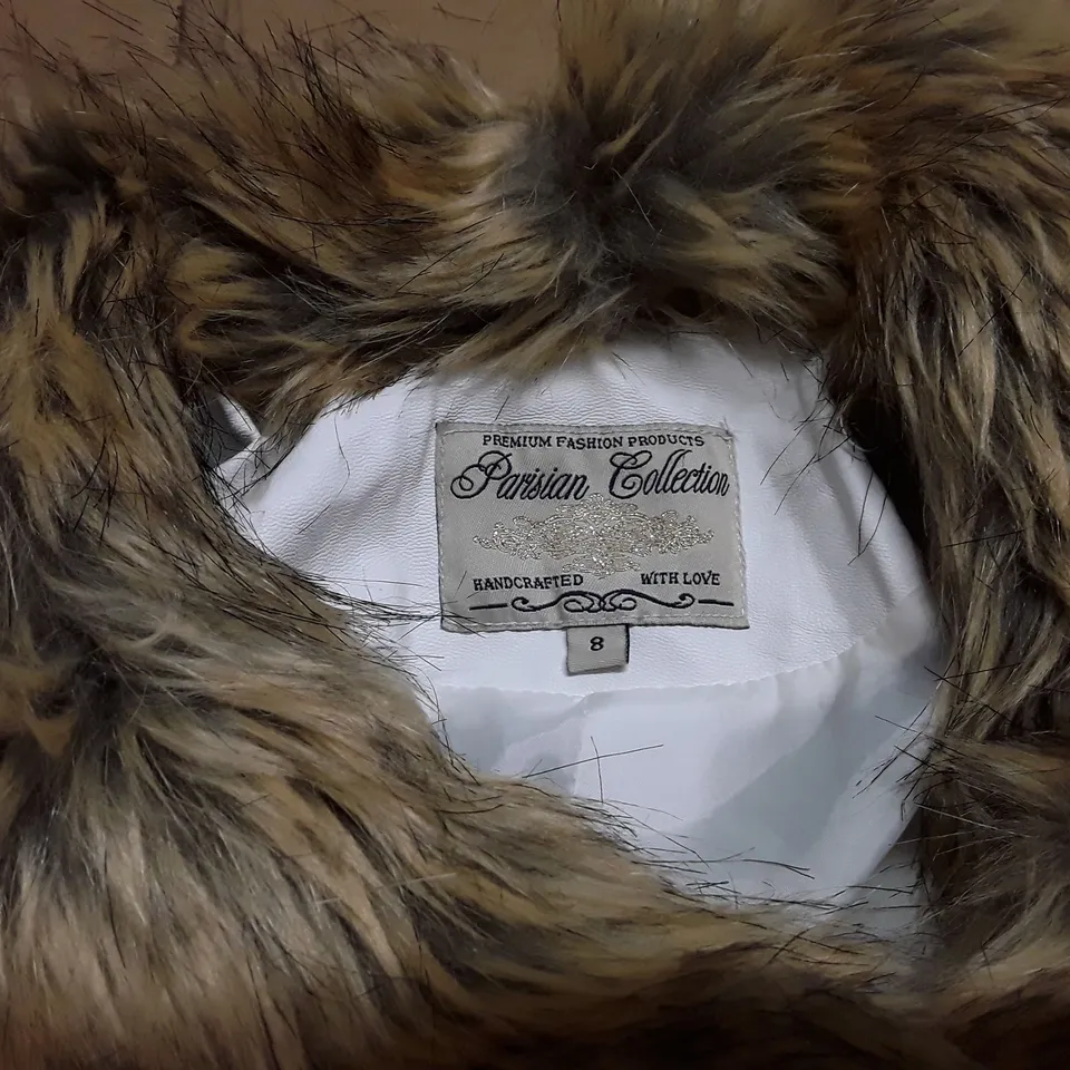 PARISIAN COLLECTION WHITE LEATHER LOOK COAT - 8