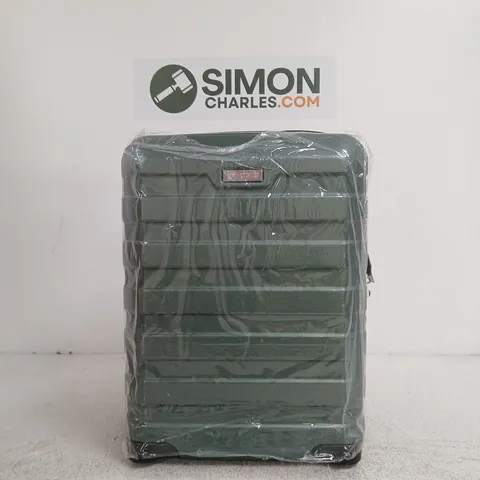 CMY GREEN HARD-SHELL WHEELED SUITCASE WITH INTERIOR ORGANISER