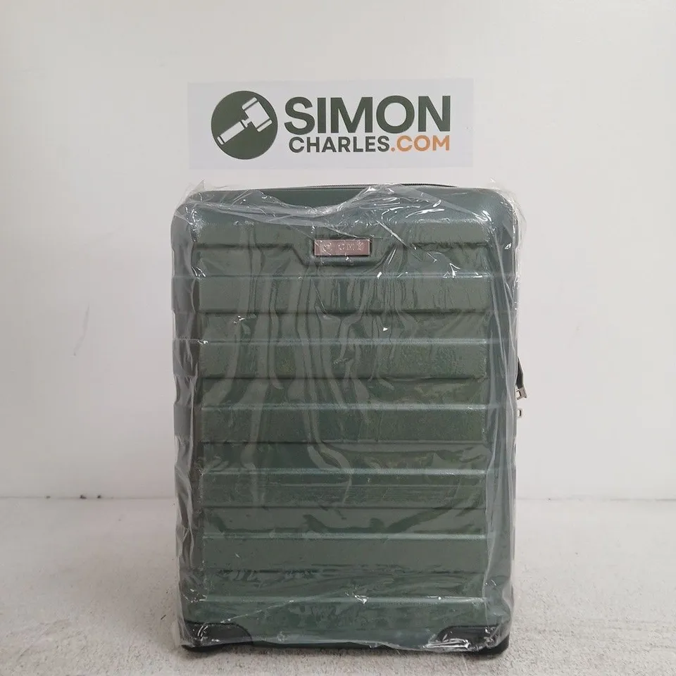 CMY GREEN HARD-SHELL WHEELED SUITCASE WITH INTERIOR ORGANISER