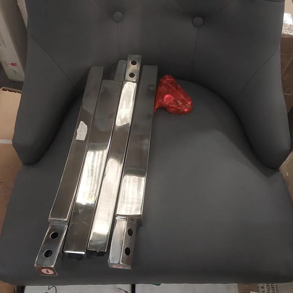 DESIGNER GREY FAUX LEATHER DINING CHAIR