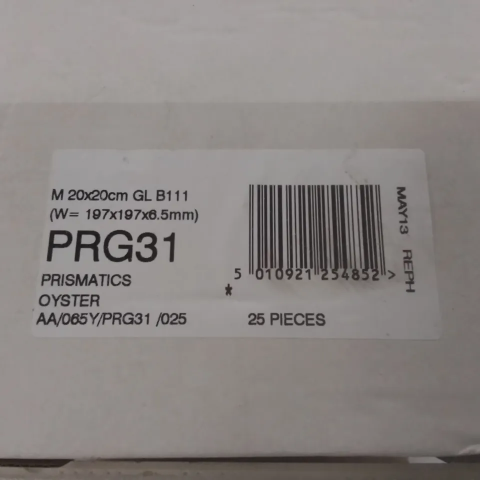 PALLET TO CONTAIN APPROX 96 X CARTONS OF JOHNSON PRISMATICS OYSTER GLAZED WALL TILES - 25 TILES PER CARTON // TILE SIZE: 197 X 197 X 6.5mm