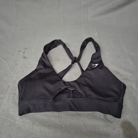 GYMSHARK PEEK A BOOK SPORTS BRA IN BLACK SIZE S