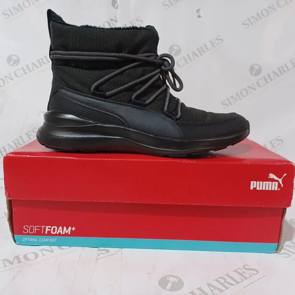 BOXED PAIR OF PUMA ADELA WINTER BOOTS IN BLACK UK SIZE 4.5