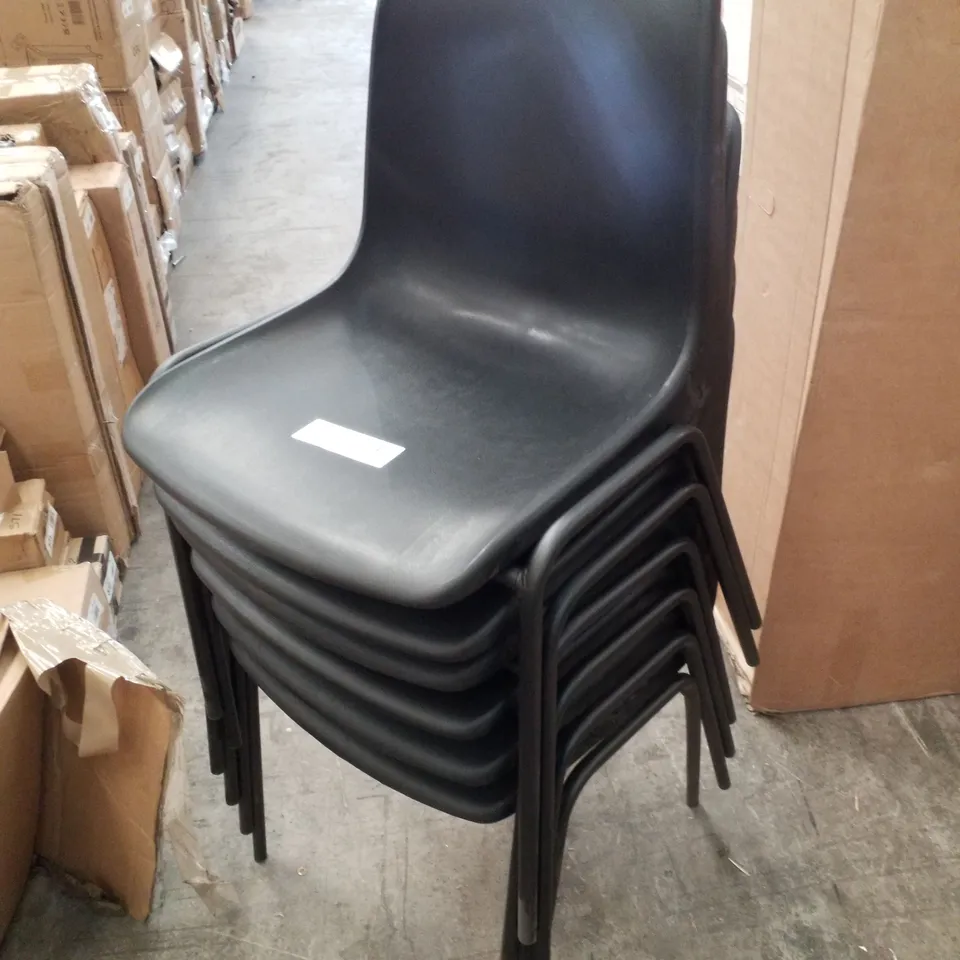 SET OF 6 PLASTIC STACKING CHAIR SIERRA BLACK