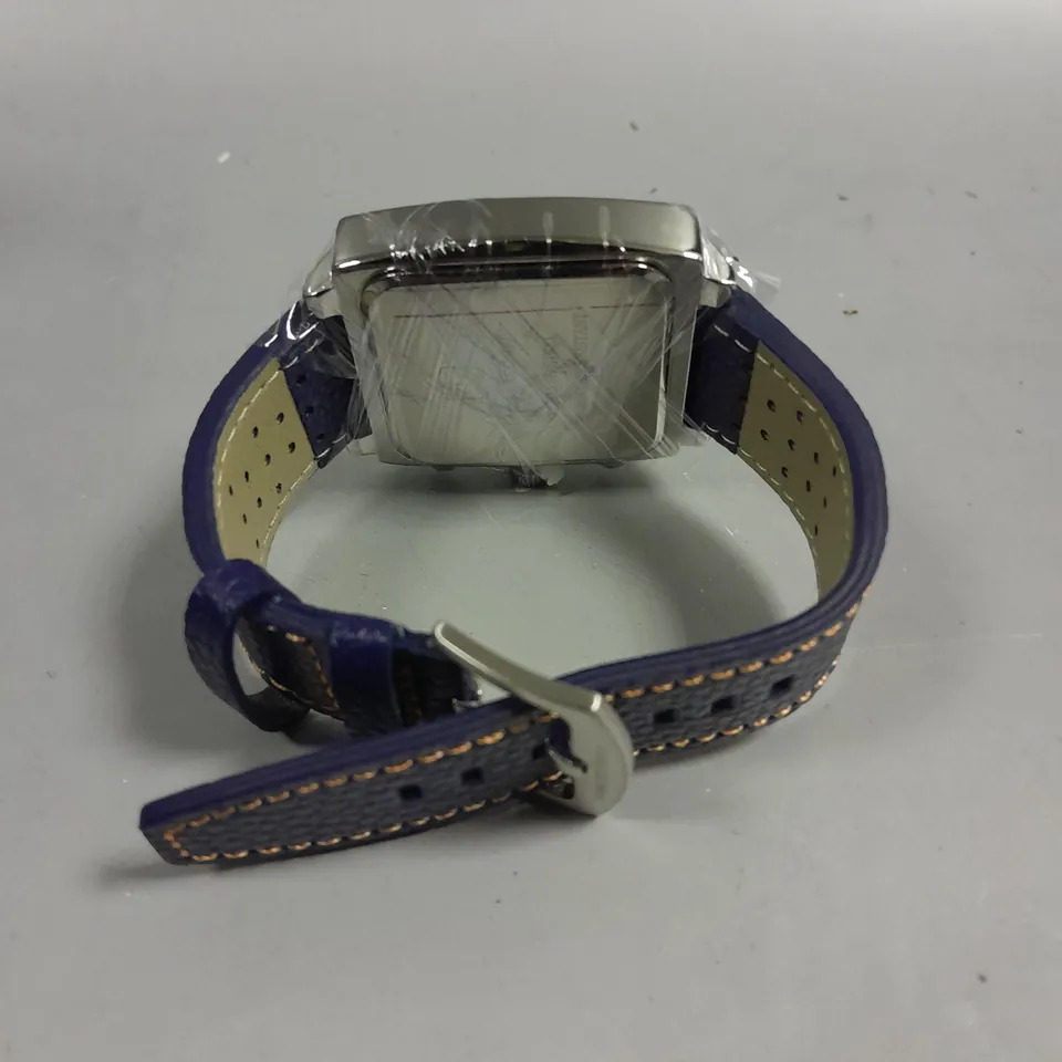 MENS LOUIS LACOMBE WATCH – SQUARE DIAL WITH WHITE SUB DIALS – LEATHER STRAP