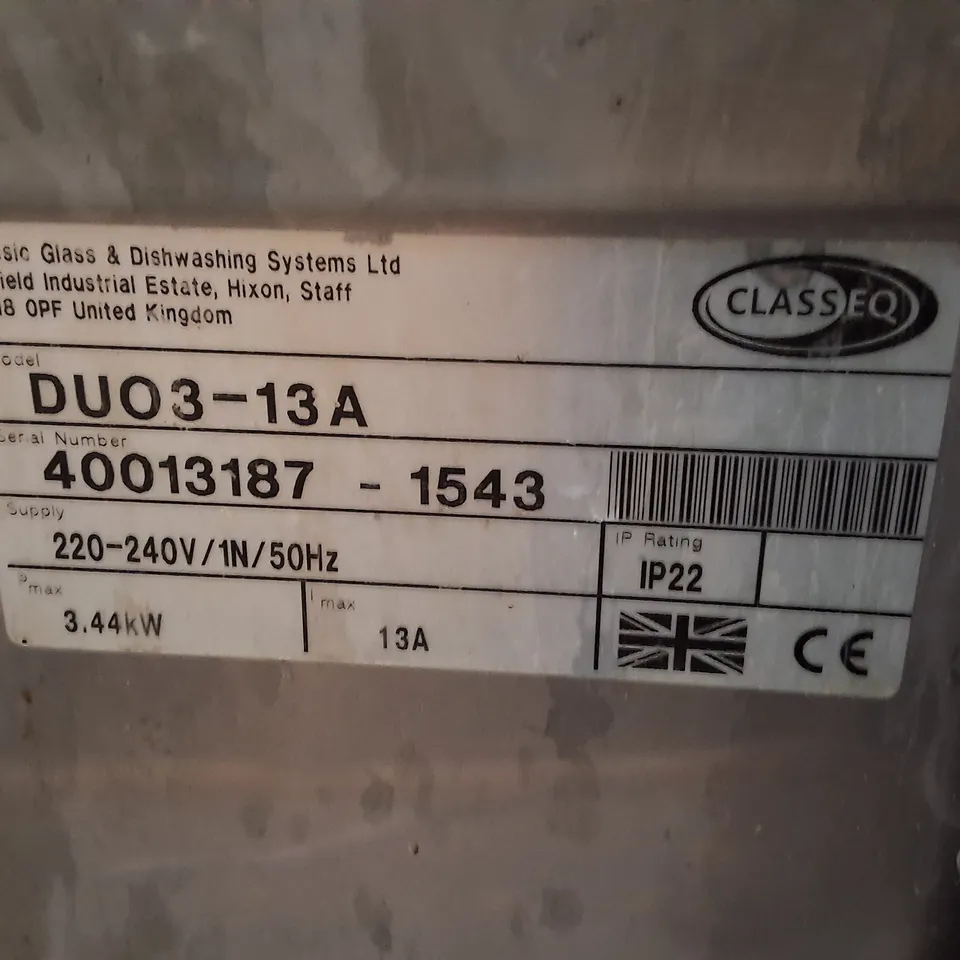 CLASSEQ DUO 3 GLASSWASHER DUO3-13A