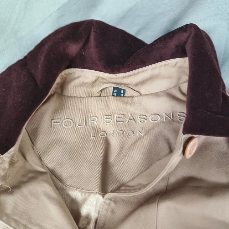 FOUR SEASONS LONDON BEIGE COAT WITH VELVET COLLAR – WOMEN'S UK 18
