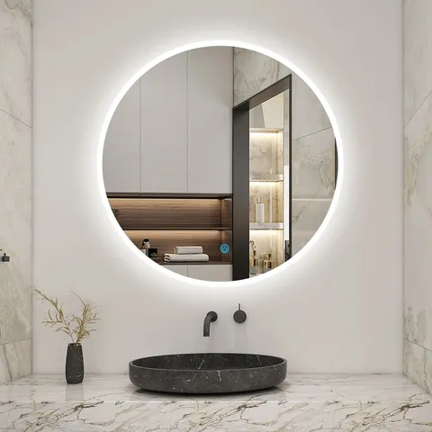 BOXED BREXTYN ILLUMINATED ROUND BATHROOM MIRROR WITH LED LIGHT (1 BOX)
