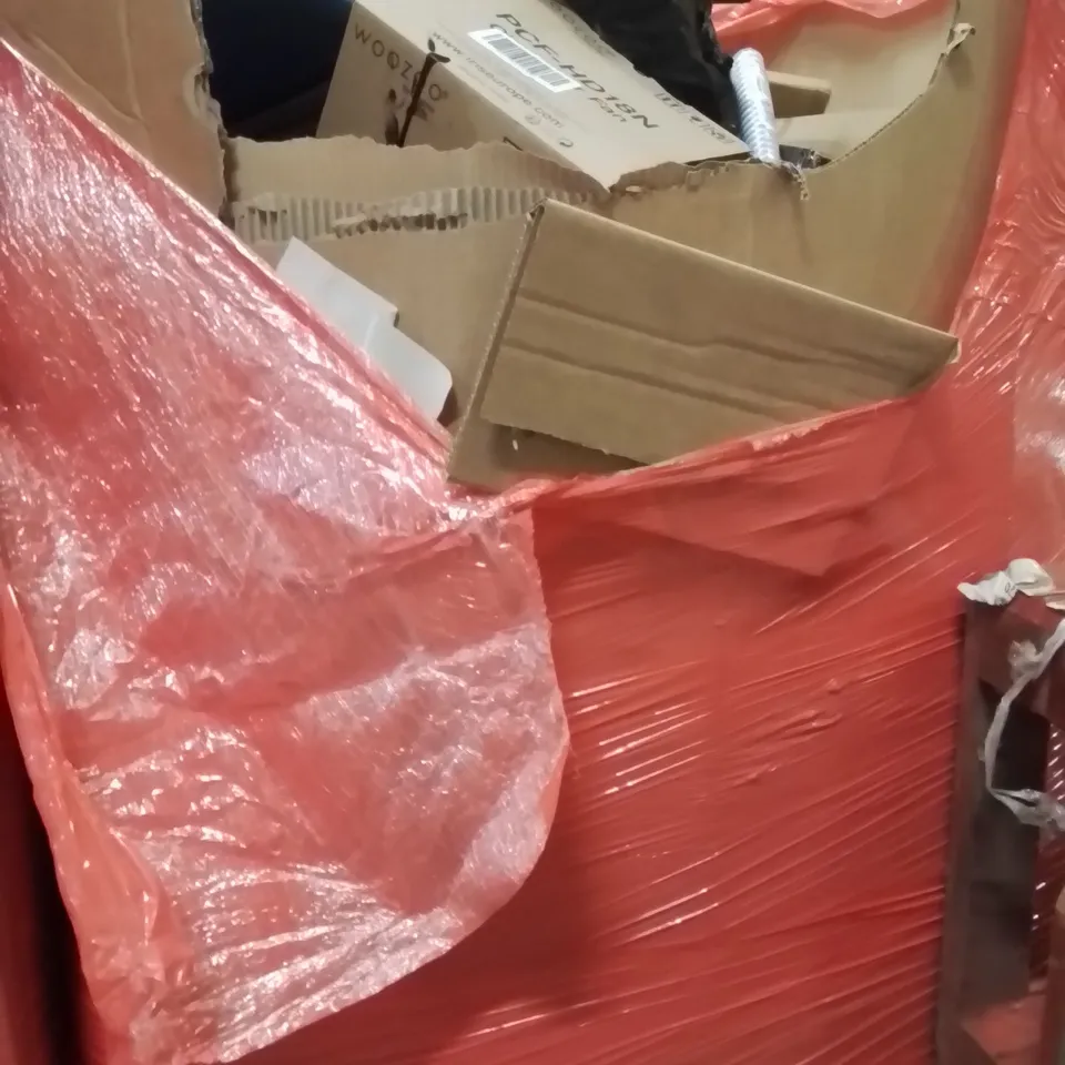 PALLET OF ASSORTED HOUSEHOLD GOODS AND PRODUCTS TO INCLUDE;FAN,TWO IN ONE SANDER,WEED BARRIER FENCING