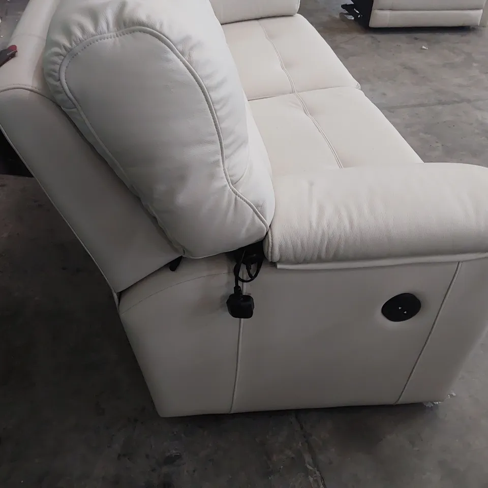 QUALITY BRITISH DESIGNER G PLAN STRATFORD POWER RECLINING THREE SEATER SOFA CAMBRIDGE CHALK LEATHER 