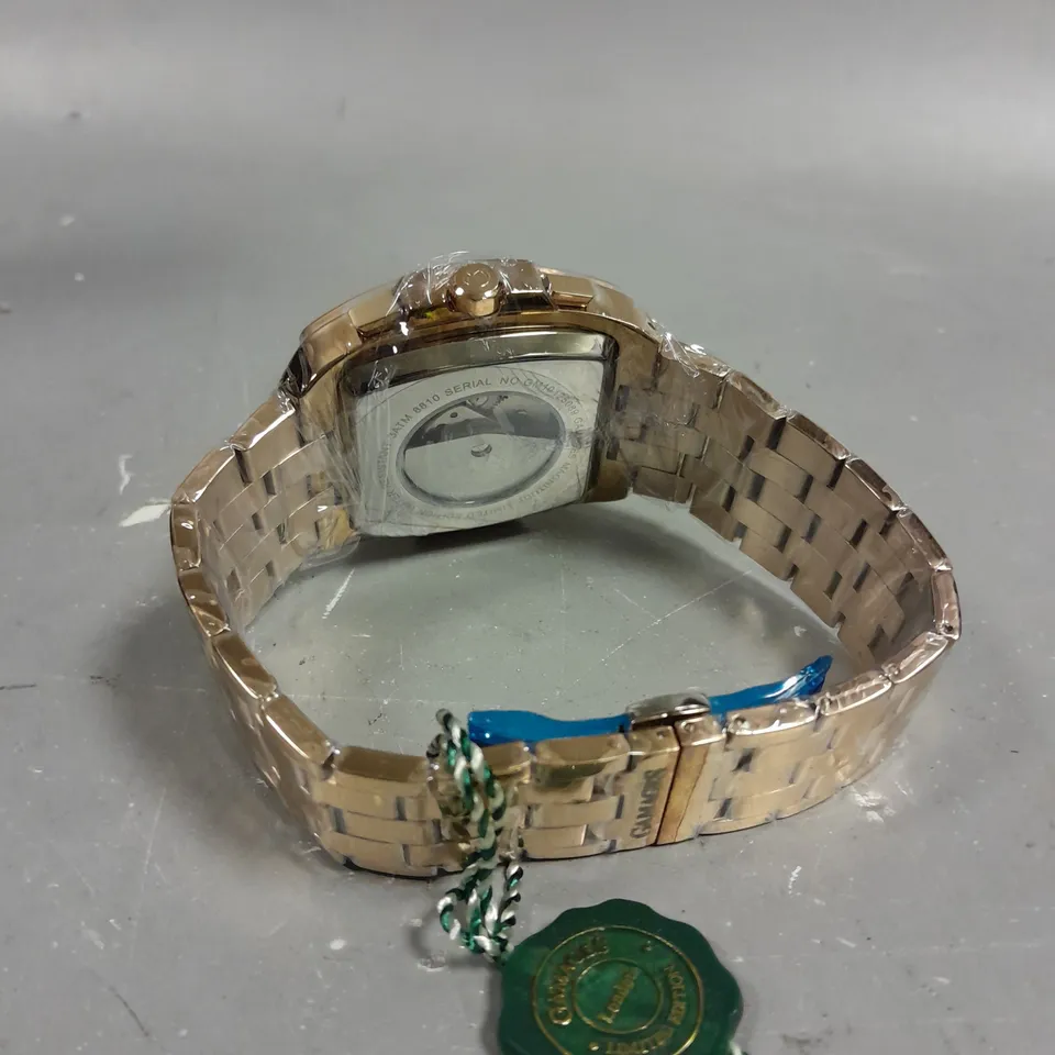 GAMAGES LONDON MAGNITUDE ROSE GOLD COLOUR BLUE DIAL WATCH 