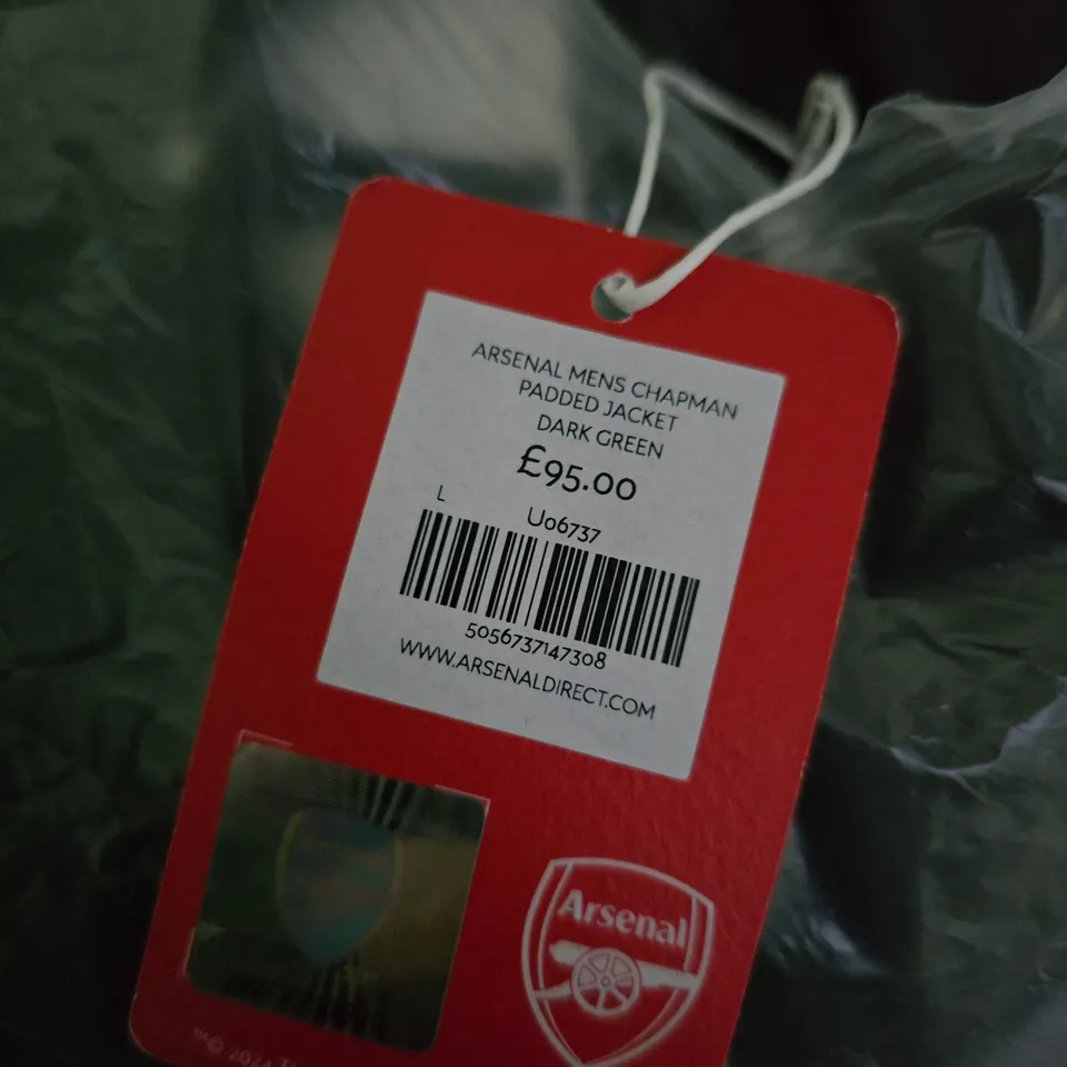 ARSENAL MEN'S CHAPMAN PADDED JACKET – DARK GREEN, SIZE L