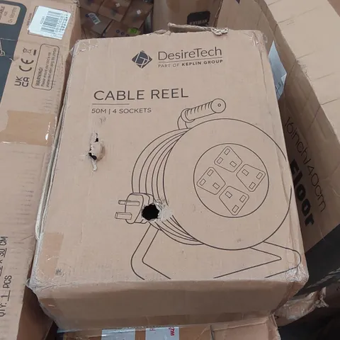 BOXED DESIRETECH 50m 4 SOCKET CABLE REEL