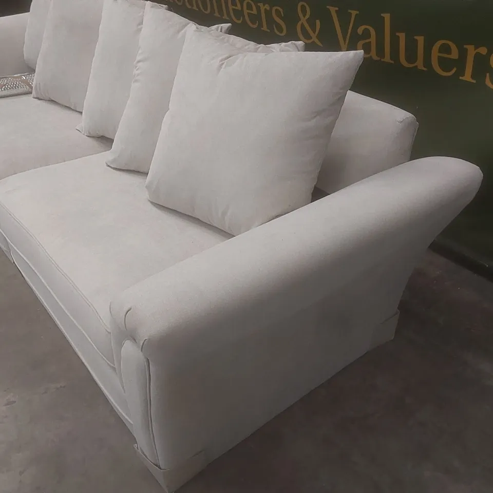 DESIGNER DURY 4 SEATER FABRIC UPHOLSTERED SOFA - NATURAL