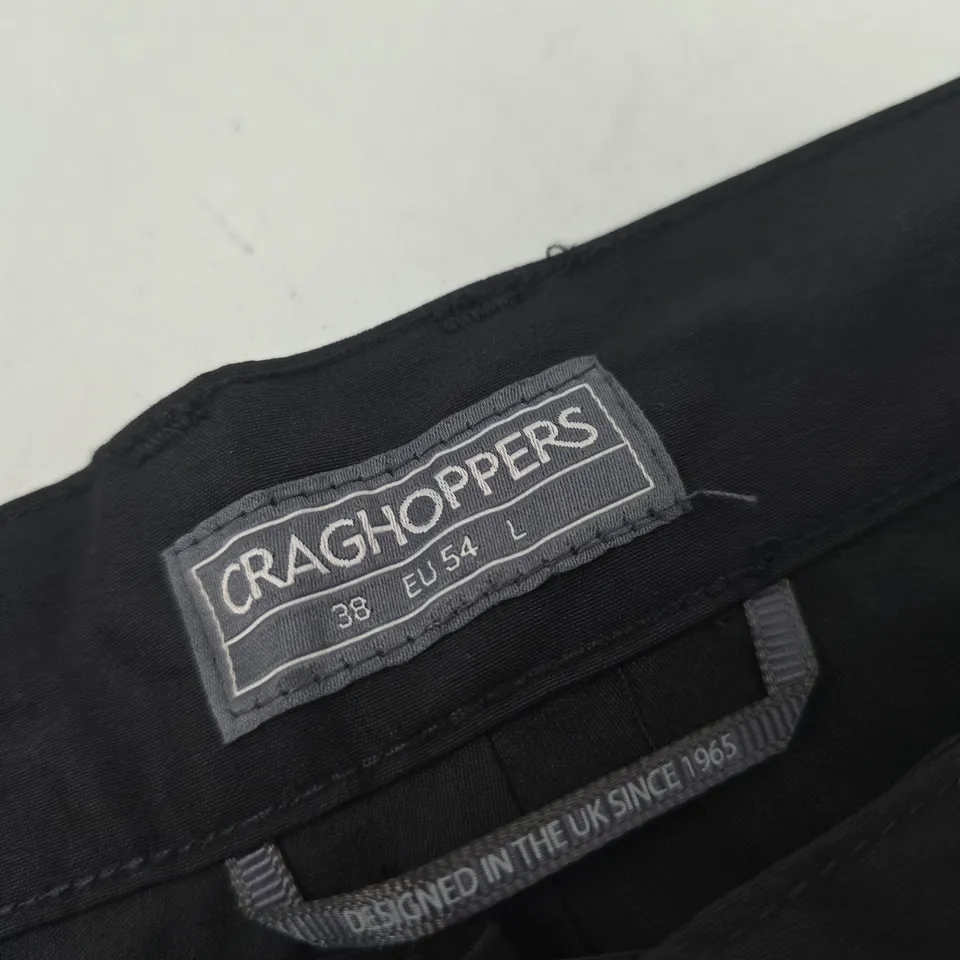CRAGHOPPERS MENS EXPEDITION TROUSERS – BLACK, UK 38 LONG (EU 54, US 38)