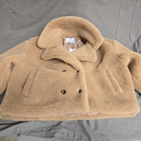 STRADIVARIUS TEDDY FLEECE CROPPED COAT- LARGE 