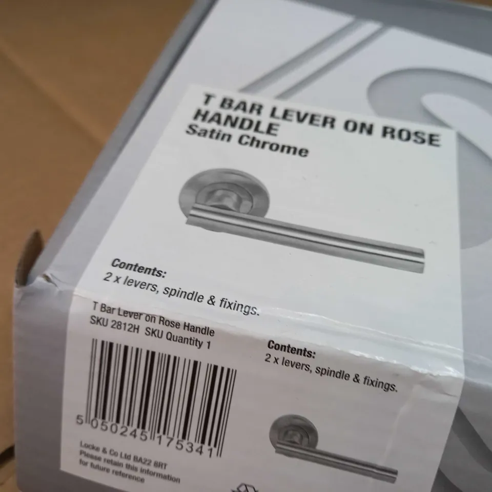 SMITH AND LOCKE T BAR LEVER ON ROSE HANDLE SATIN CHROME