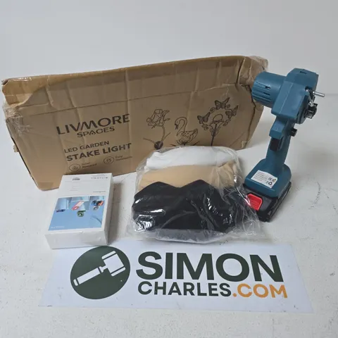 APPROXIMATELY 10 ASSORTED ITEMS TO INCLUDE GARDEN STAKE LIGHT, BRAS, POWERBANK, ETC