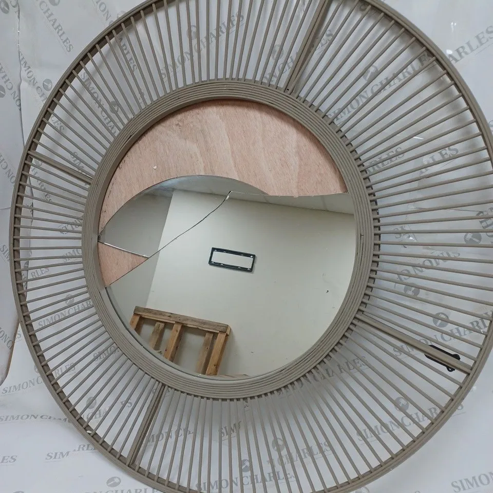 K BY KELLY HOPPEN BAMBOO TAUPE CIRCULAR MIRROR - COLLECTION ONLY