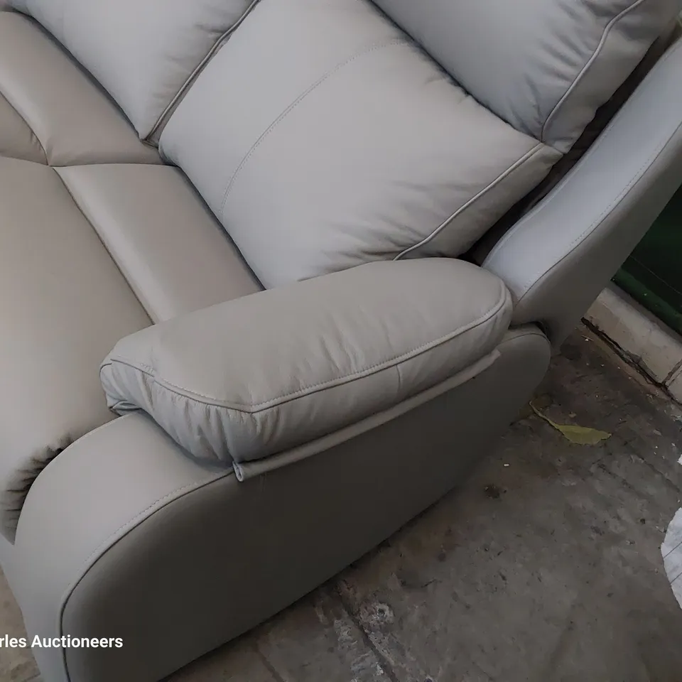 QUALITY BRITISH DESIGNER G PLAN KINGSBURY THREE SEATER CURVED SOFA CAMBRIDGE GREY LEATHER 