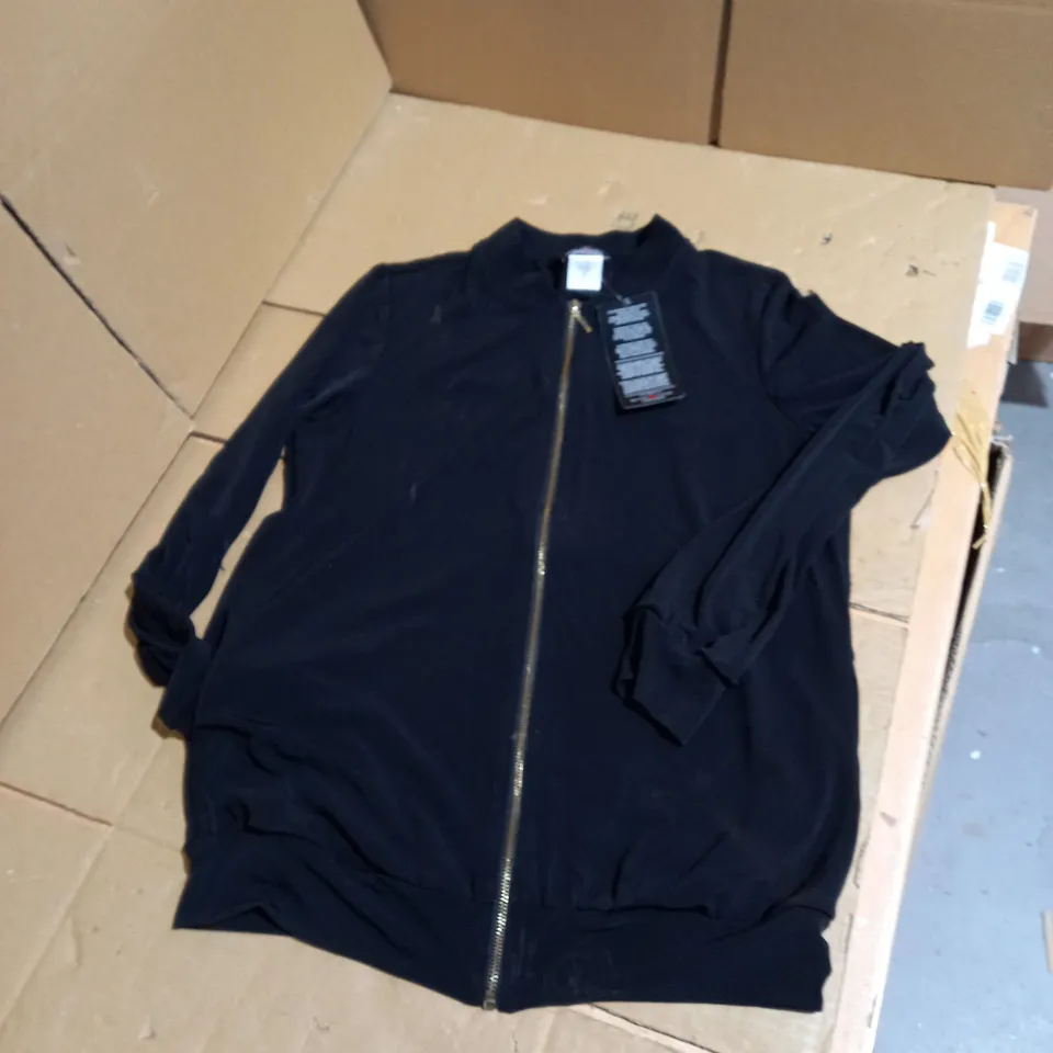 KIM & CO BLACK ZIP UP JACKET UK XS