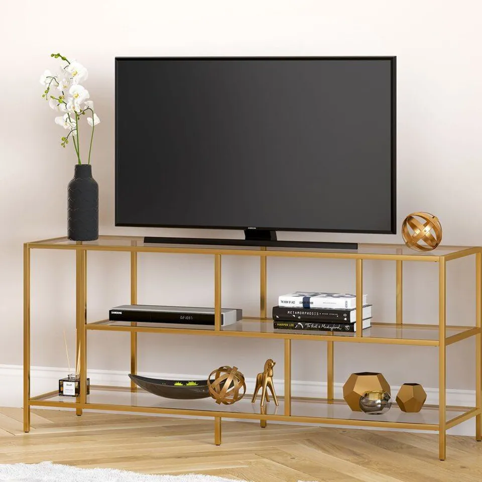 TV STAND UP TO 60" - BRUSHED BRASS FINISH