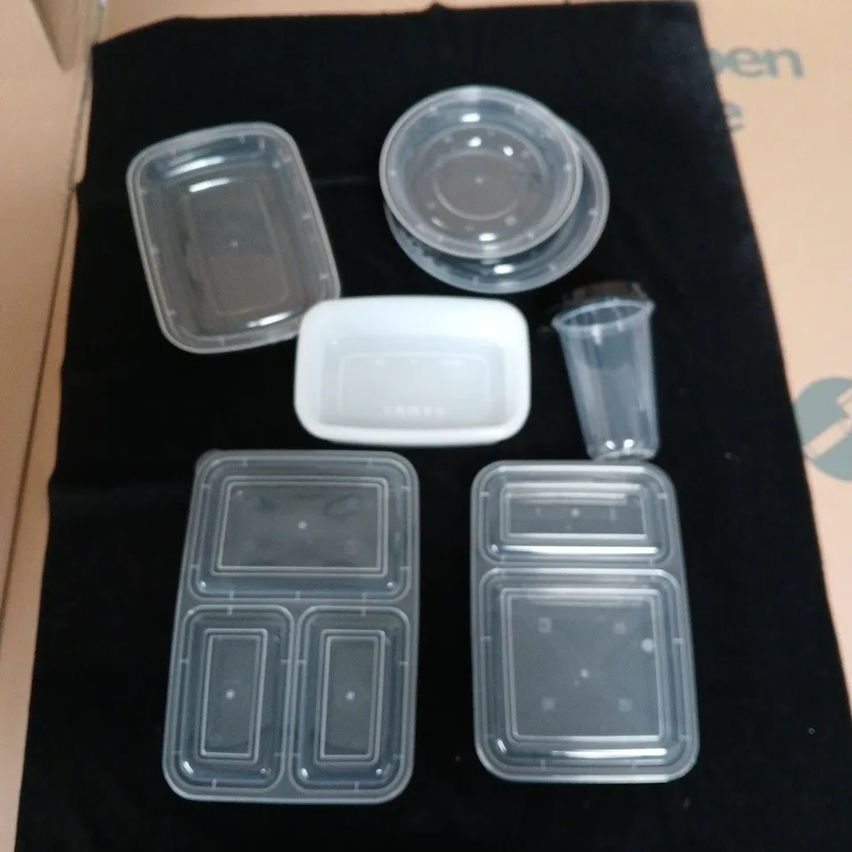 BOX OF ASSORTED TUPPERWARE CONTAINERS.