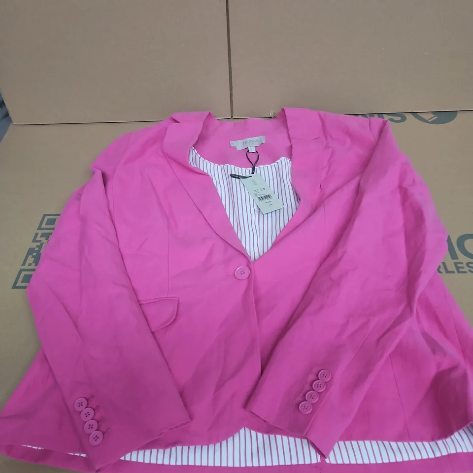 HOBBS LONDON PINK SILK-LINEN BLAZER, WOMEN'S, UK 18 – DEEP FUCHSIA
