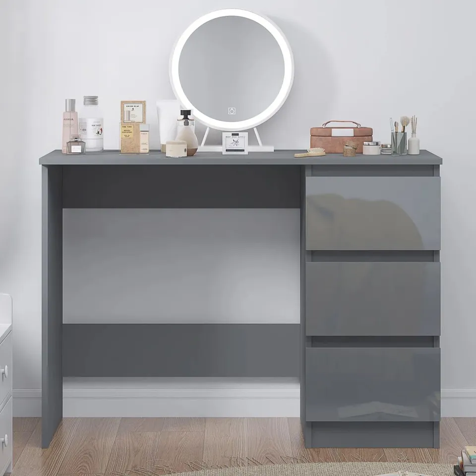 BOXED WARREN 3 DRAWER DRESSING TABLE - MATT DARK GREY